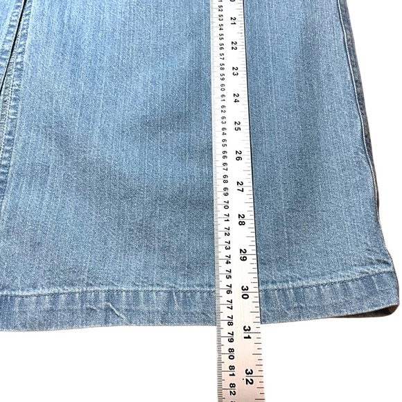 BELLE VERE 100% Cotton Light Wash Denim Midi Skirt w/ Front Slit & Pockets Sz 10 - Picture 7 of 9